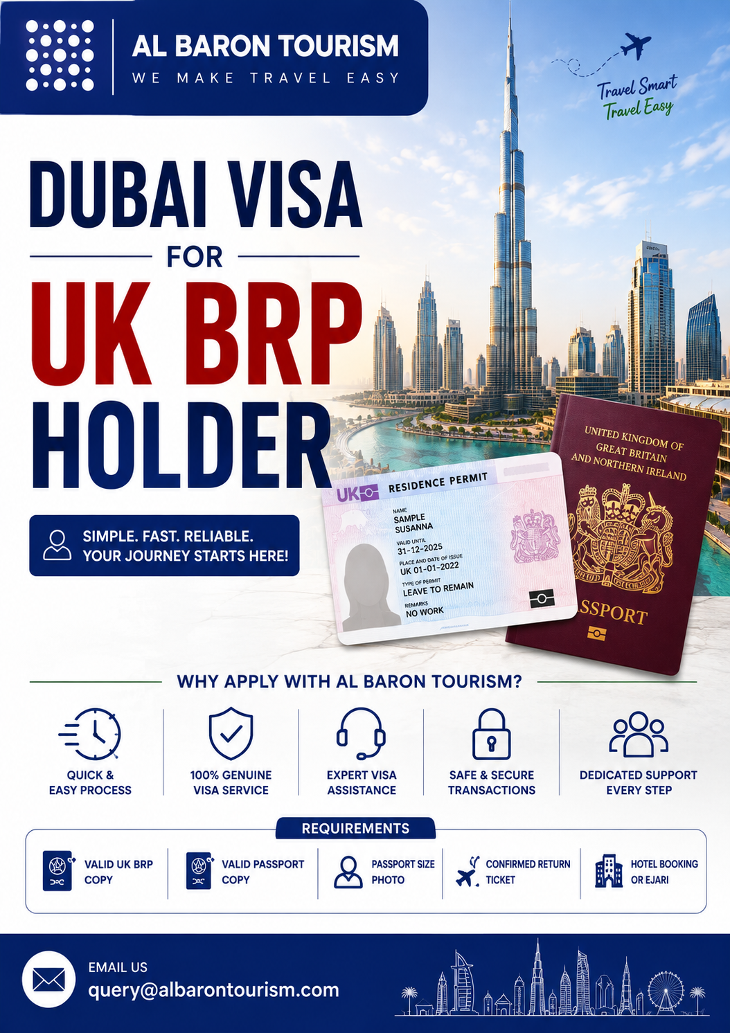 Dubai visa for UK brp holder 2026