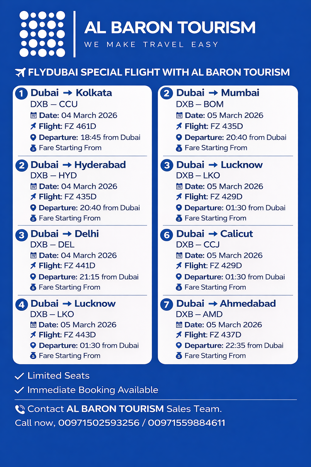 Fly dubai tickets with Al Baron Tourism