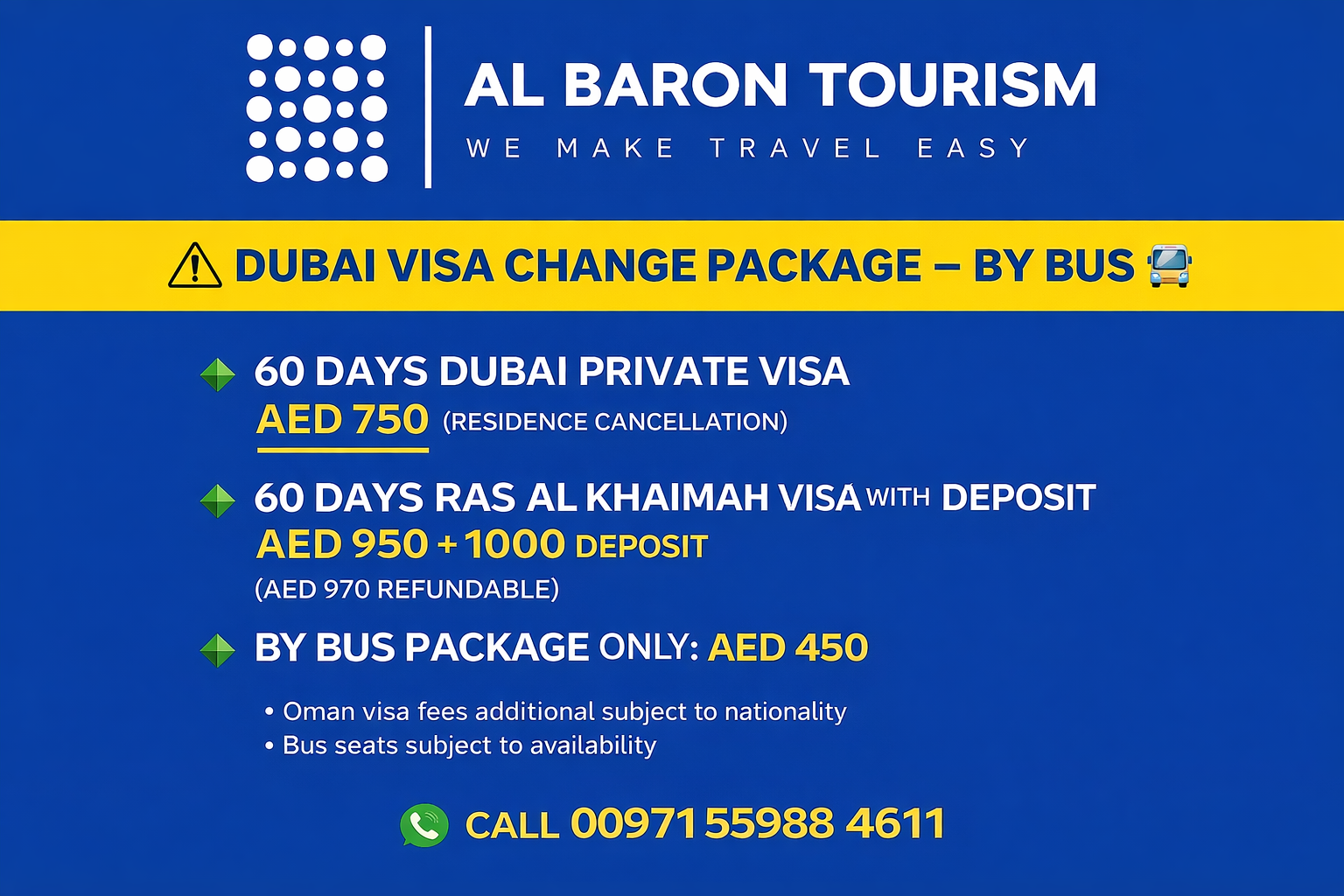 Dubai visa change package